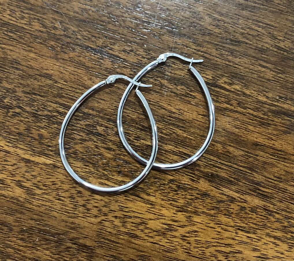 1 1/2 Inch Sterling Silver Elongated Loop Earrings