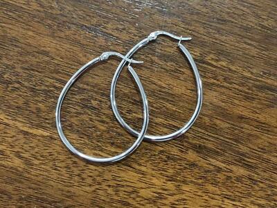 1 1/2 Inch Sterling Silver Elongated Loop Earrings