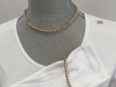 18 K Gold Plated Sterling Silver Polished Bead Set