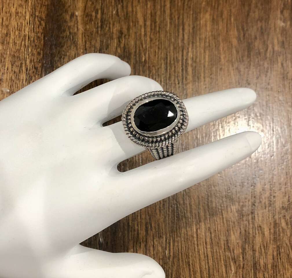Black Spinel And Sterling Silver Ring