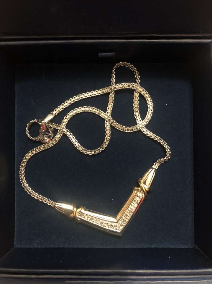 Sterling Silver WiTh 18K Gold And Diamond Necklace