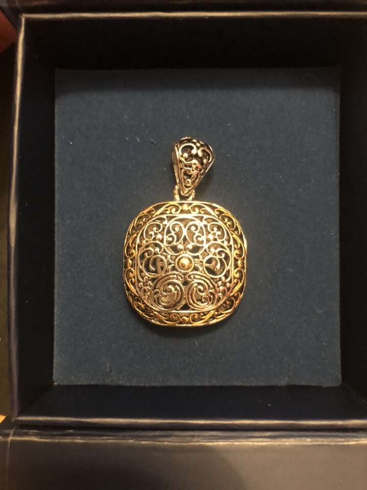 Textured Sterling Silver And 14K Gold Pendant