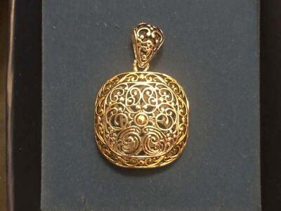 Textured Sterling Silver And 14K Gold Pendant