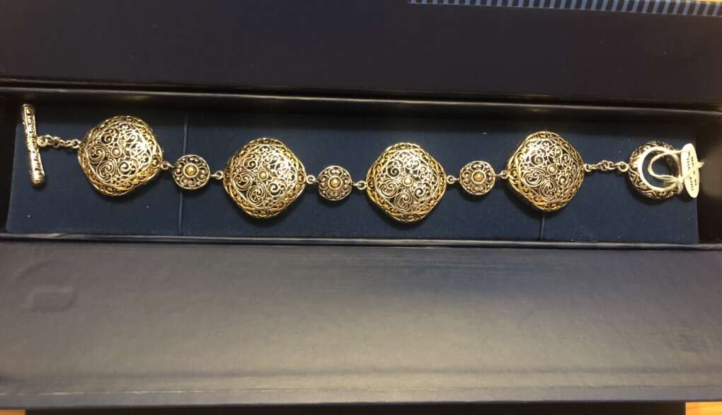 Textured Sterling Silver With 14K Accent Bracelet