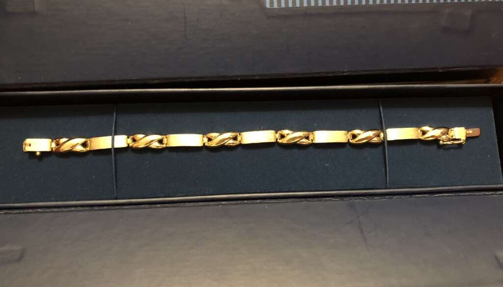 18K Gold Plated Sterling X Bar Link Bracelet