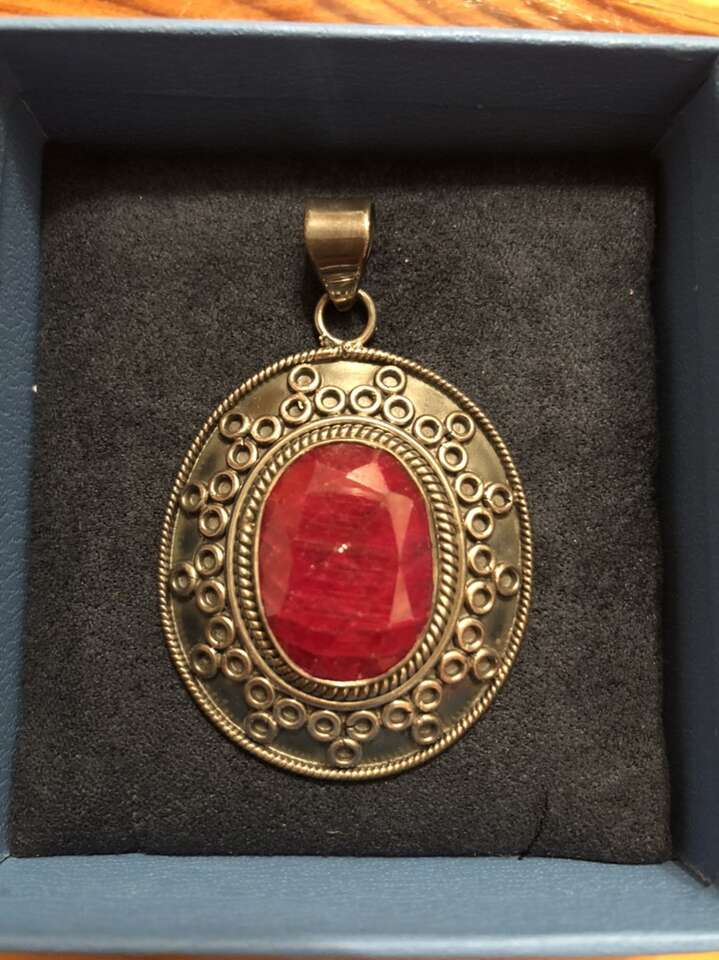 Amazing Bali Ruby And Sterling Silver Pendant