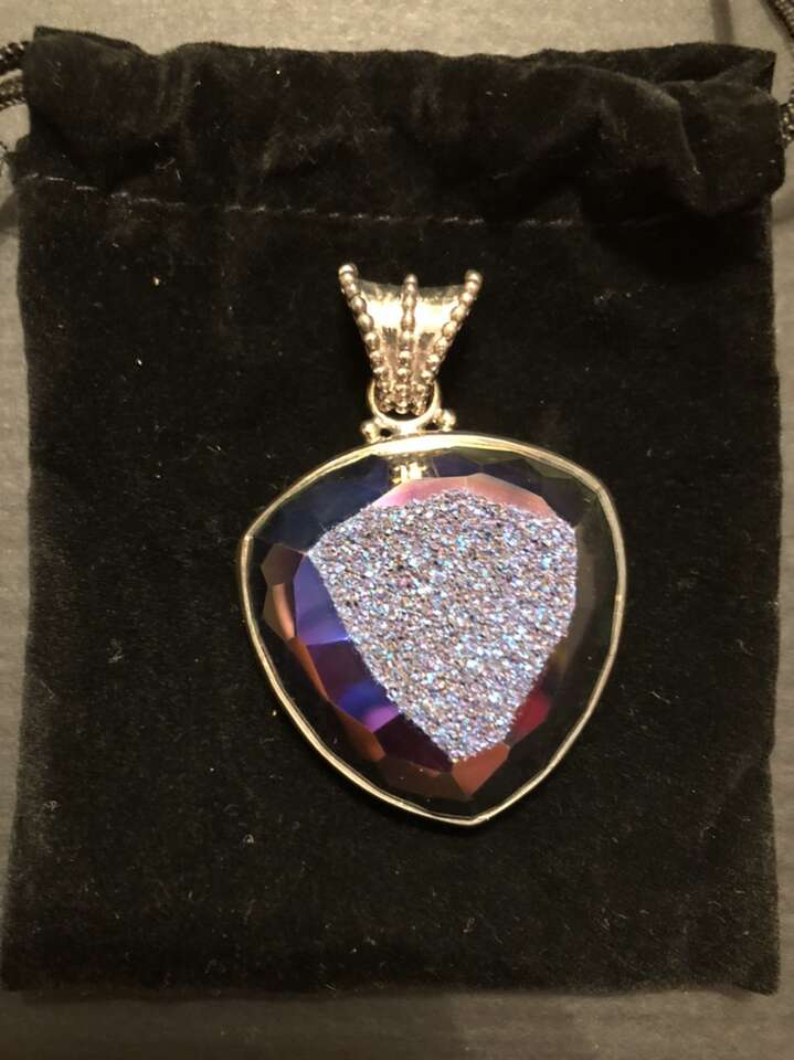 Fascinating Natural Drusy In Sterling Pendant