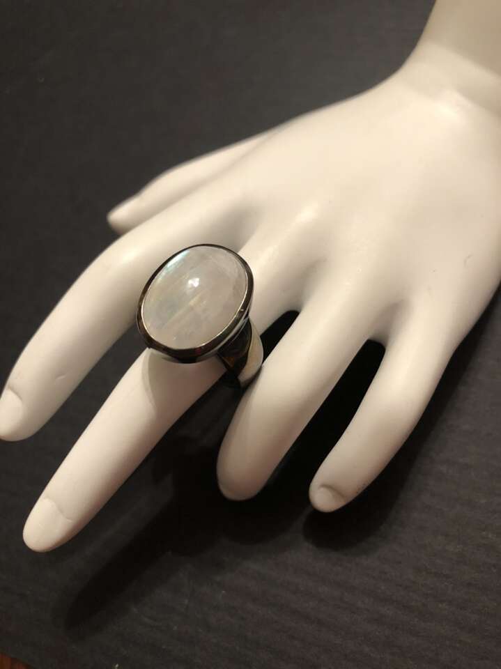 Sterling Silver Rainbow Moonstone Ring