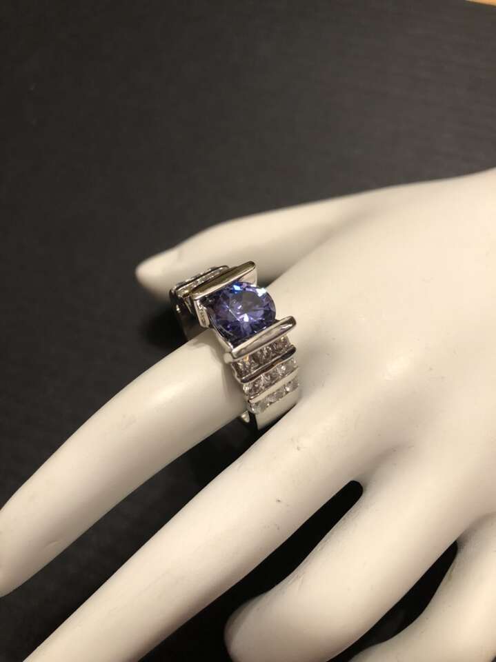 Platinum Plated Silver With Tanzanite And Luce
