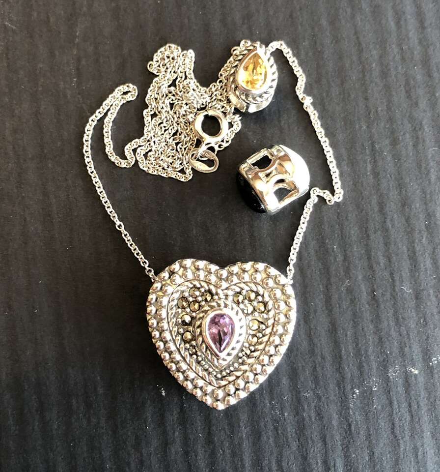 6 Piece Interchangeable Heart And Teardrop Necklac