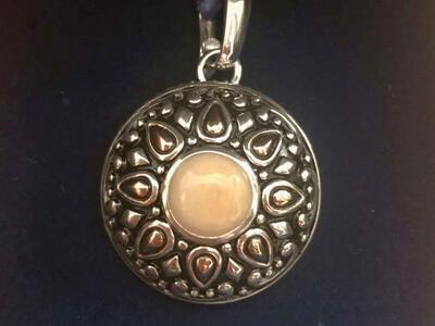 2 Inch Sterling Silver Pendant With Pink Opal