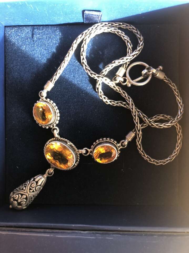 Artisan Sterling Silver And Citrine Necklace