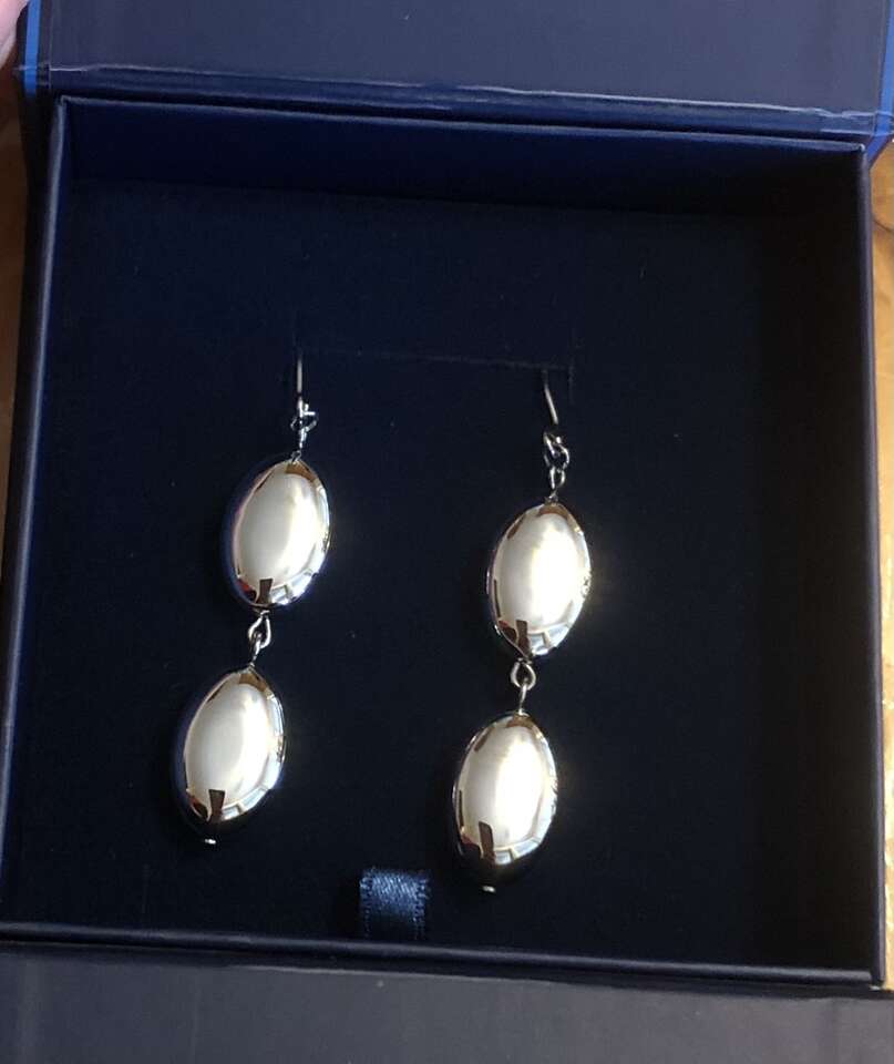High Polished Oval Drop Earrings Stainless Steel