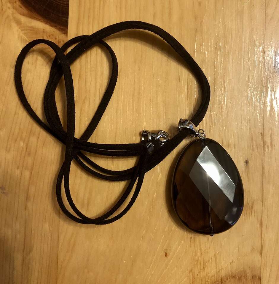 Smoky Quartz Pendant On Leather Cord
