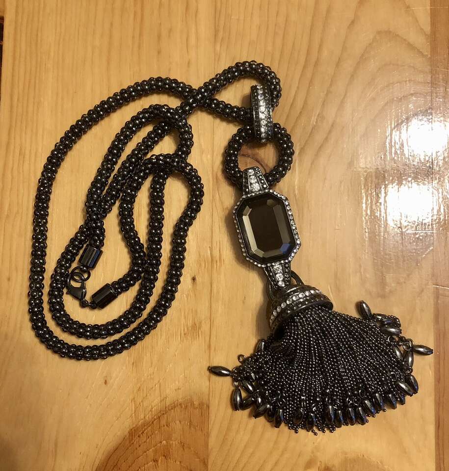 V By Eva Smoky Quartz Tassel Necklace