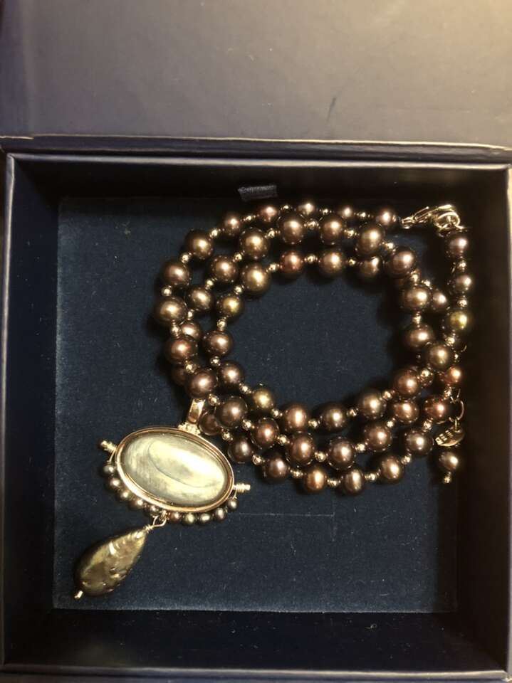 Black Pearl And Mother Of Pearl Mermaid Necklace