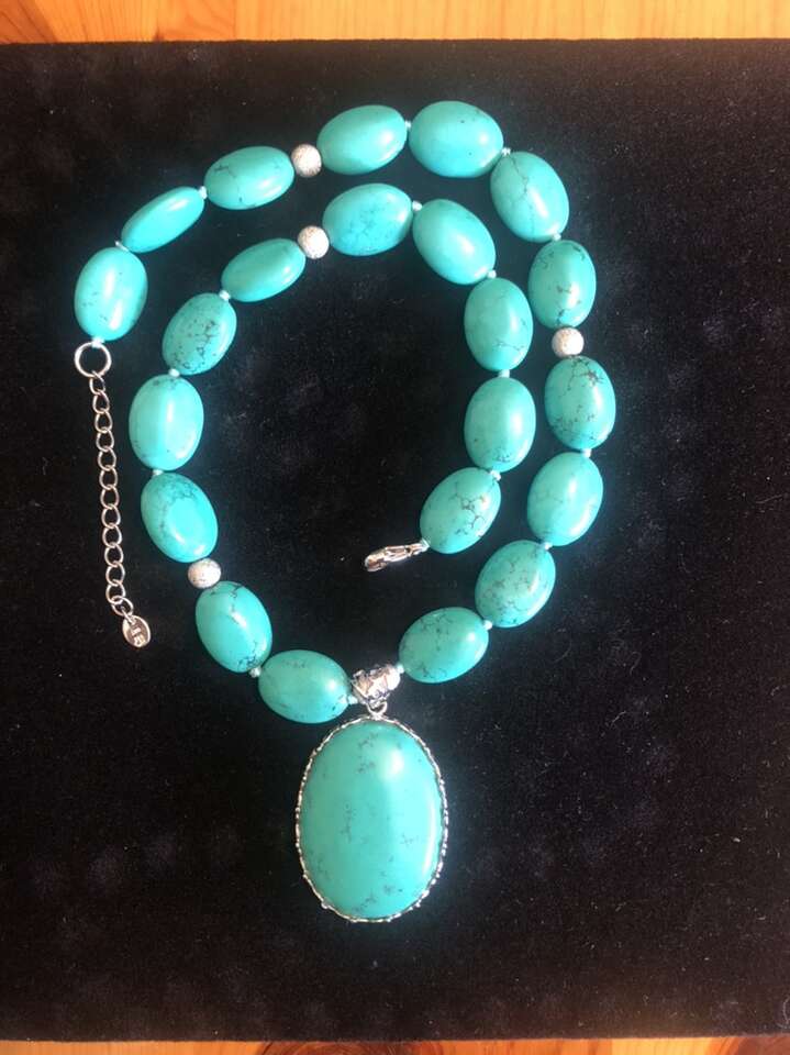 Turquoise And Sterling Silver Oval Necklace