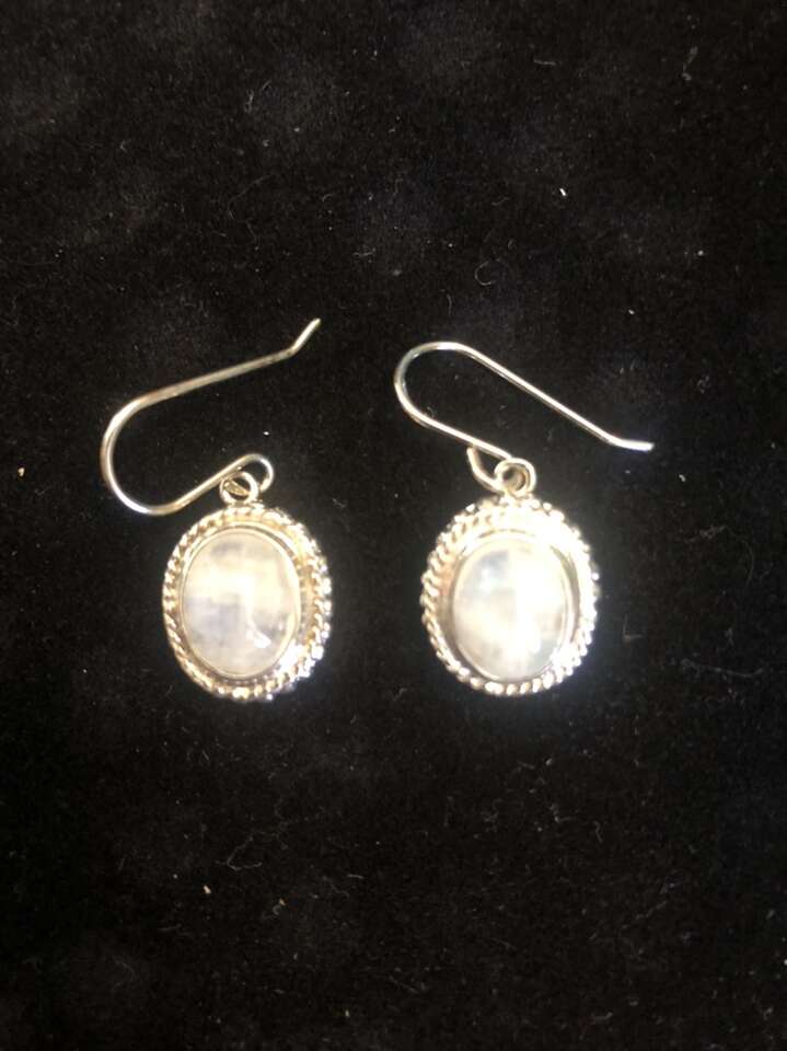 Sterling Silver Rainbow Moonstone Earrings