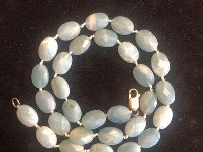 Oval Checkerboard Cut Natural Amazonite Necklace