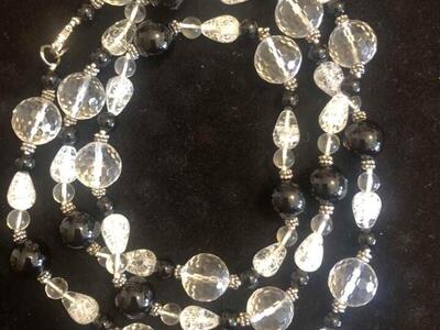 Beautiful Onyx Chrystal And Sterling Necklace