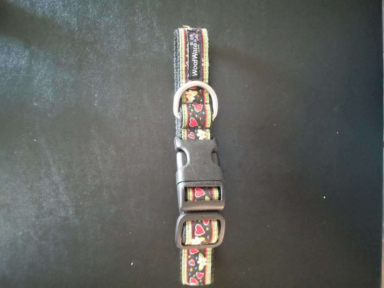 dog collars teal colored choker second collar with hearts and flowers woof wear not choker