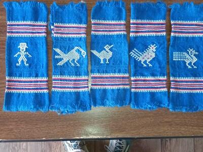 Vintage Artisan handwoven napkins Guatemala Mexican rug coasters