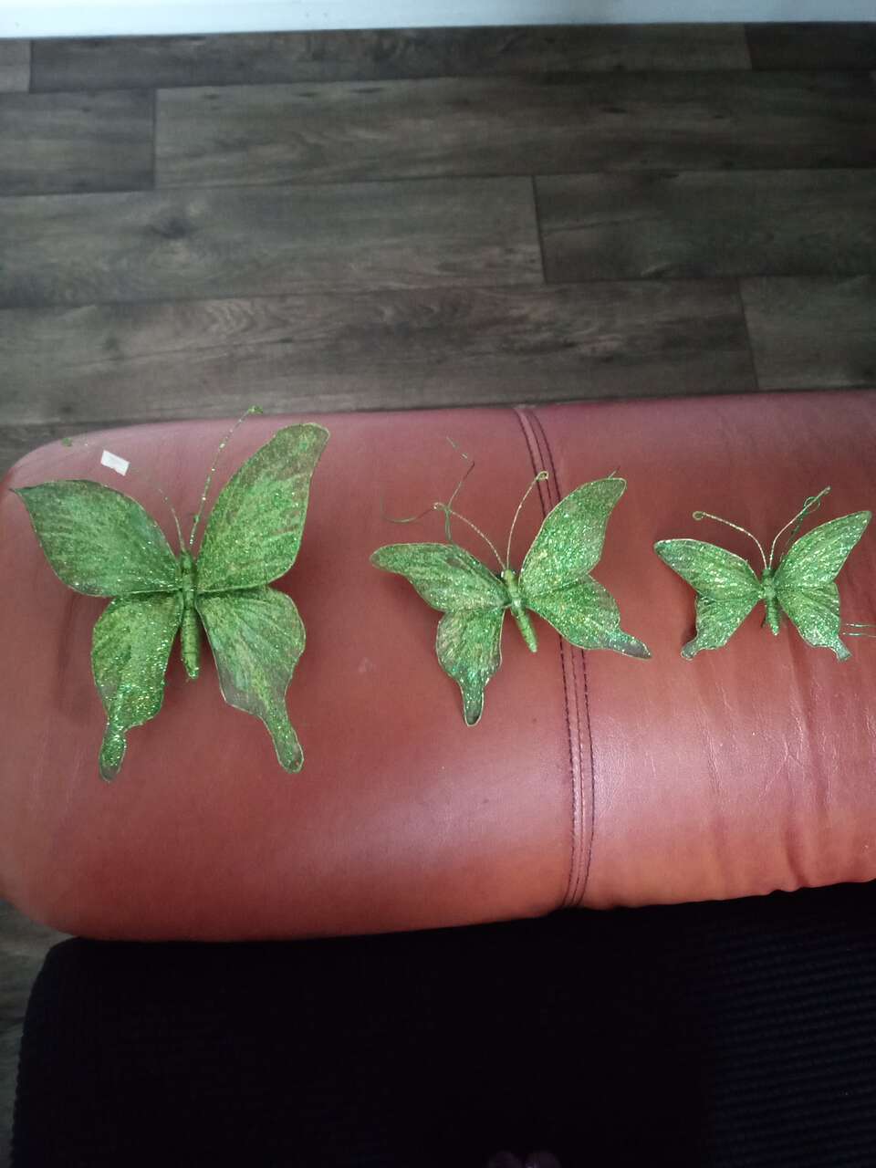 Decorations for wedding or floral arrangements Three glitter butterfly decorations crafts or floral