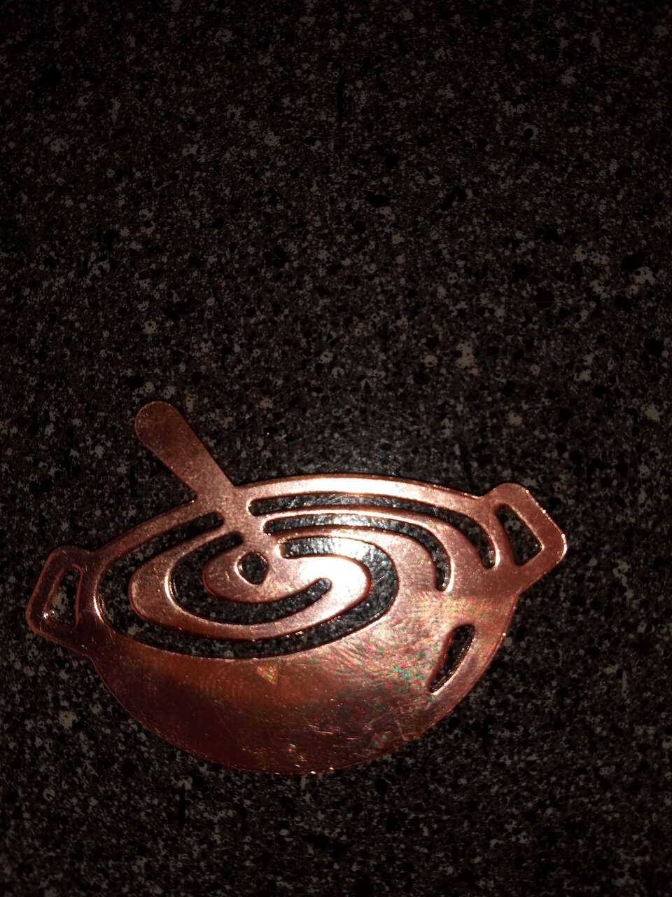 Copper Culinary mixing bowl and spoon copper pendant