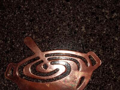 Copper Culinary mixing bowl and spoon copper pendant