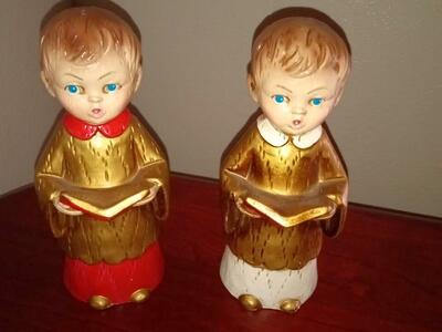 Vintage Christmas carolers Blue eyed choir boys figurines