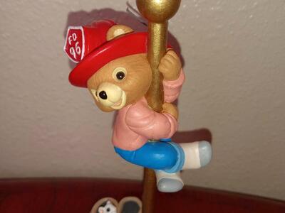 Hallmark pendant fireman teddy bear hurrying down the fire polePendant