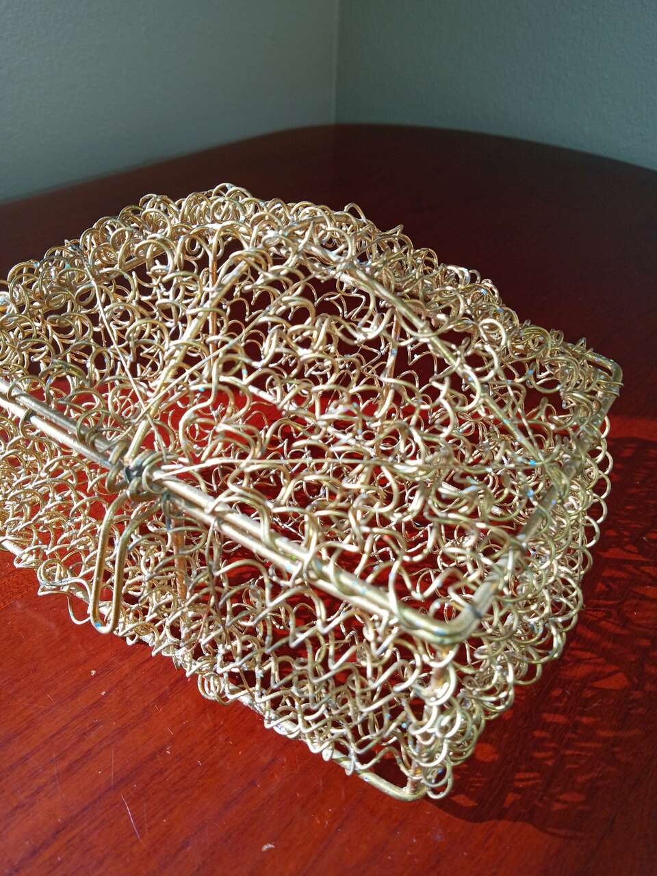 Vintage gold metal mesh gift box sparkly gift