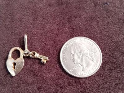 Valentine Heart lock with key charm pendant the key to my heart for vintage 50's or 60's