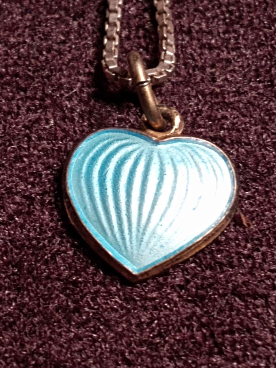 Valentine Vintage Norwegian Sterling silver enameled heart necklace pendant brought from Norway 1980 pendant  olsen