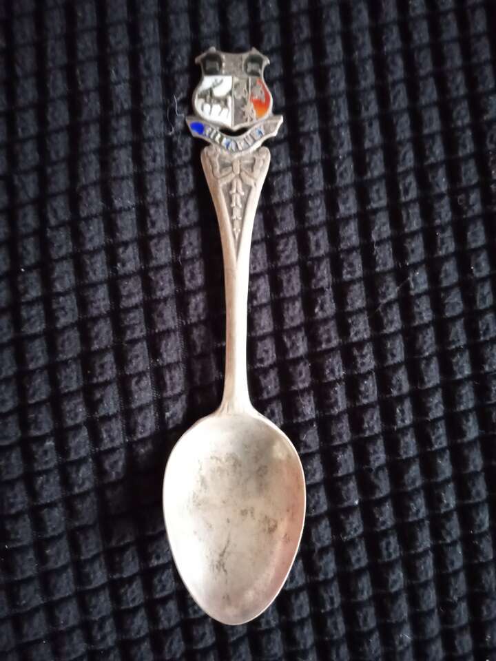Sterling silver antique Killarney Ireland coat of arms spoon reindeer Lions