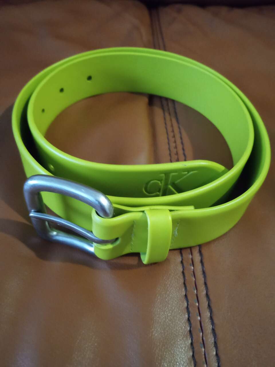 Women's lime green belt Calvin Klein women's jean belt with as silver buckle