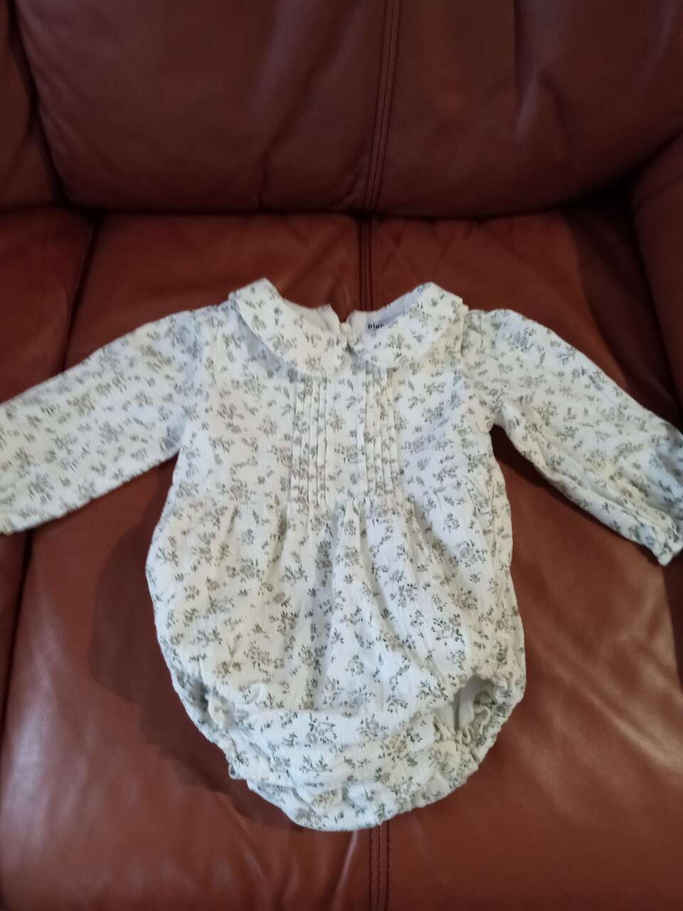 Floral bubble bodysuit blue daisy 6-12 months