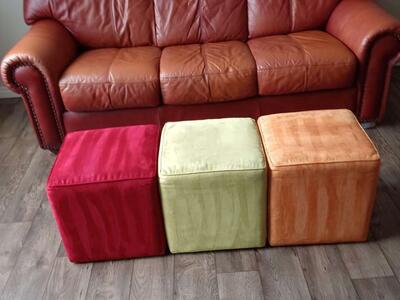Microfiber Scandinavian design cube seating, sofa table,end tables, or apolstered wood frame ottomans or foot stools