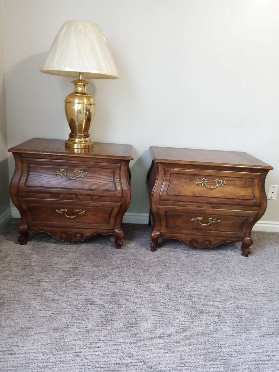 Luxury brand baker set of French country pair of Bombay style nightstands