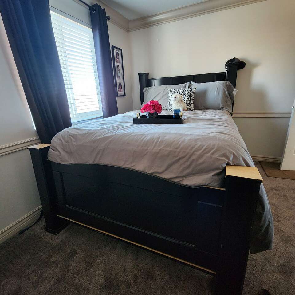 Black queen bed frame Furniture