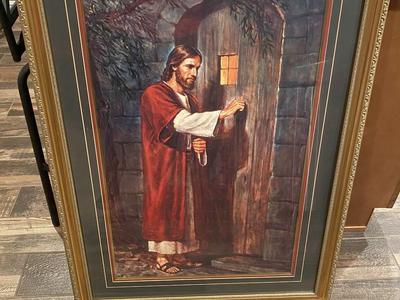 Gold Framed Jesus Standing at the Door and Proclamation To The Family Painting Set