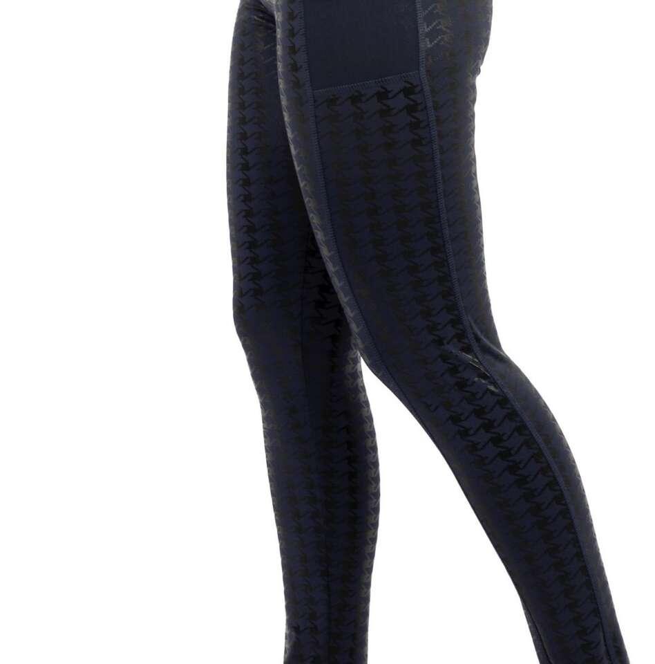 High Waist Houndstooth Shiny Black or Navy Leggings with Double Pockets