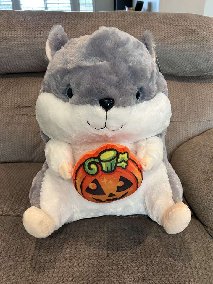 20 Belly Buddy Halloween Hamster with Pumpkin Gray