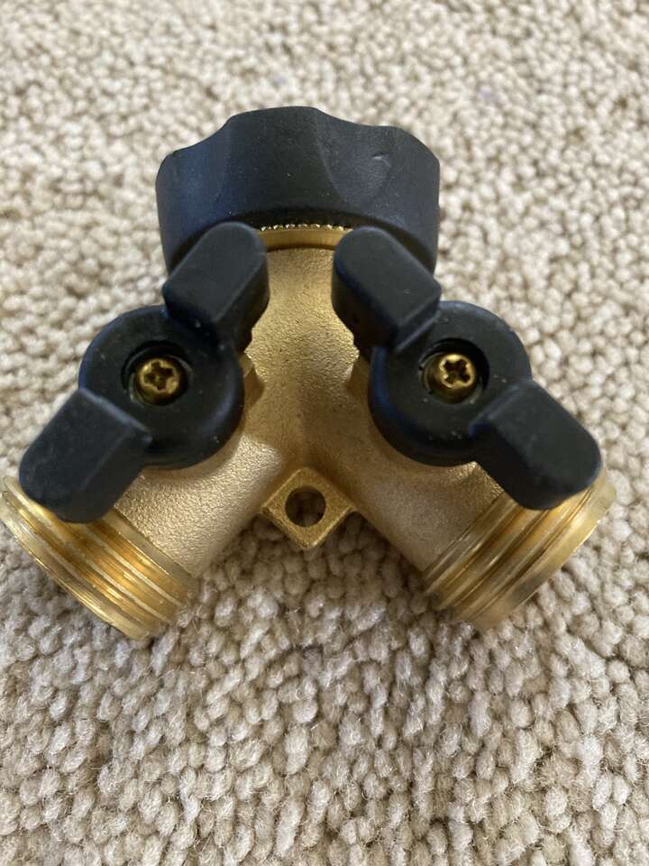 2-Port Brass Hose Faucet Manifold w/Shut Off Valves