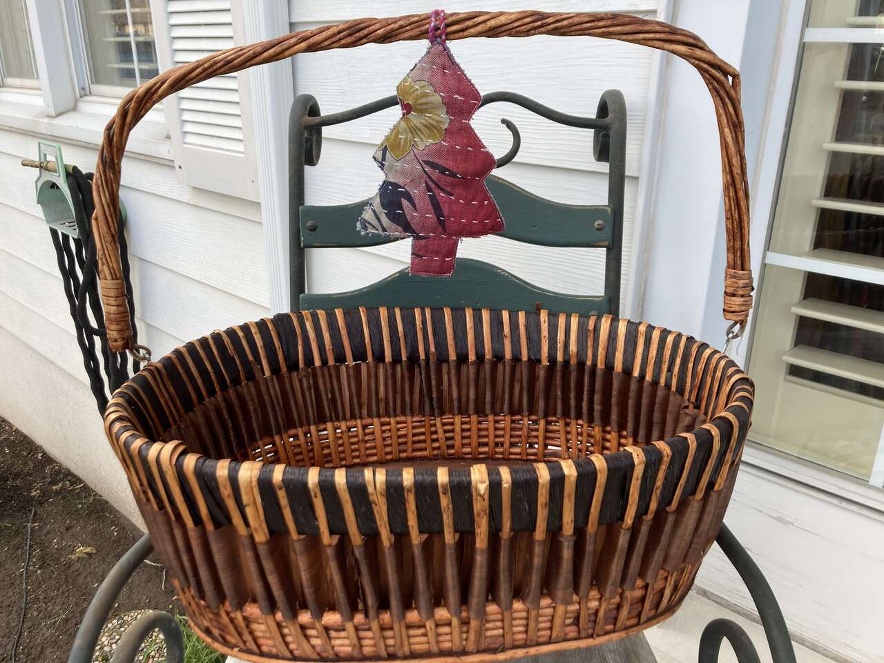 Large Wood and Wicker Basket