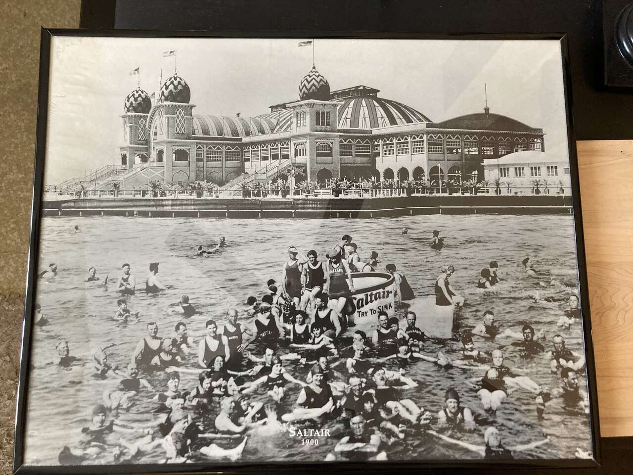 New Pavilion Saltair and bathers, Salt Lake City, USA