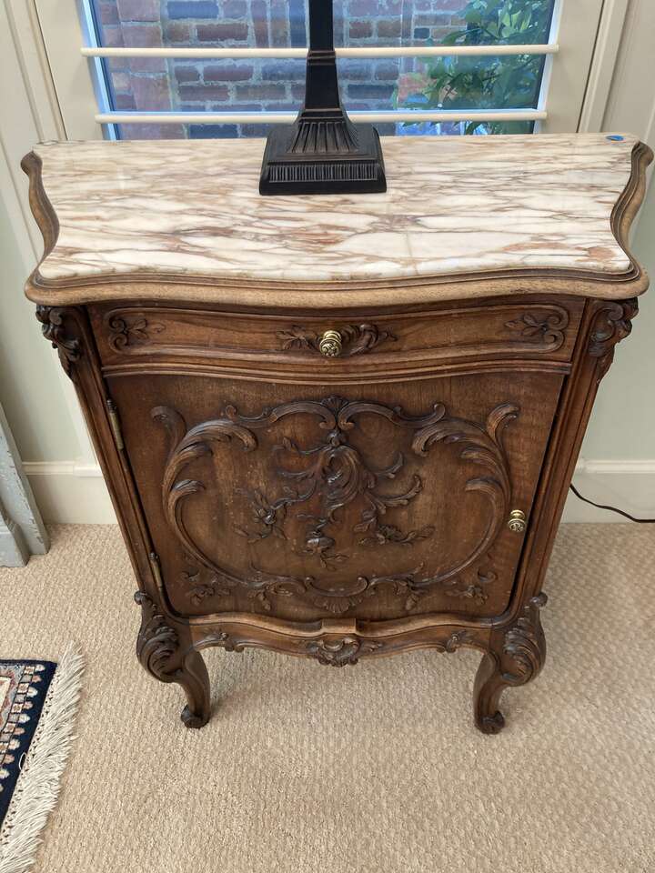 French Louis XV Carved Bed Side Table