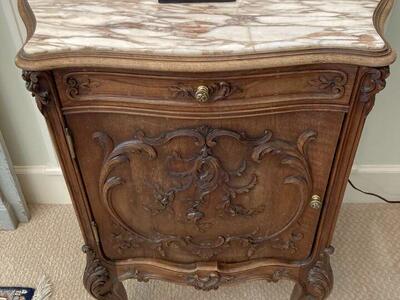 French Louis XV Carved Bed Side Table