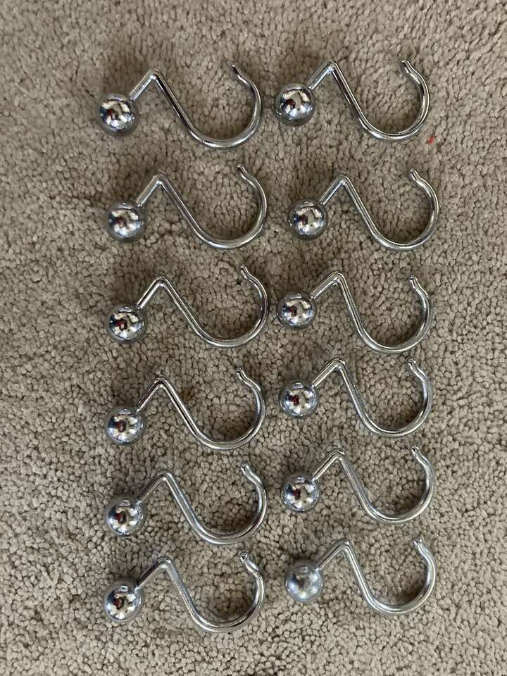 12 Crome Shower Hooks
