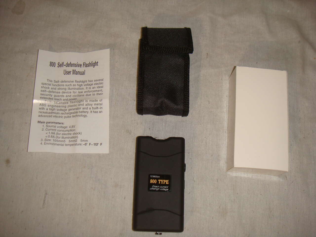 10 MILLION VOLT 800 SERIES MINI POLICE RECHARGEABLE STUN GUN WITH LED FLASHLIGHT &  CASE!